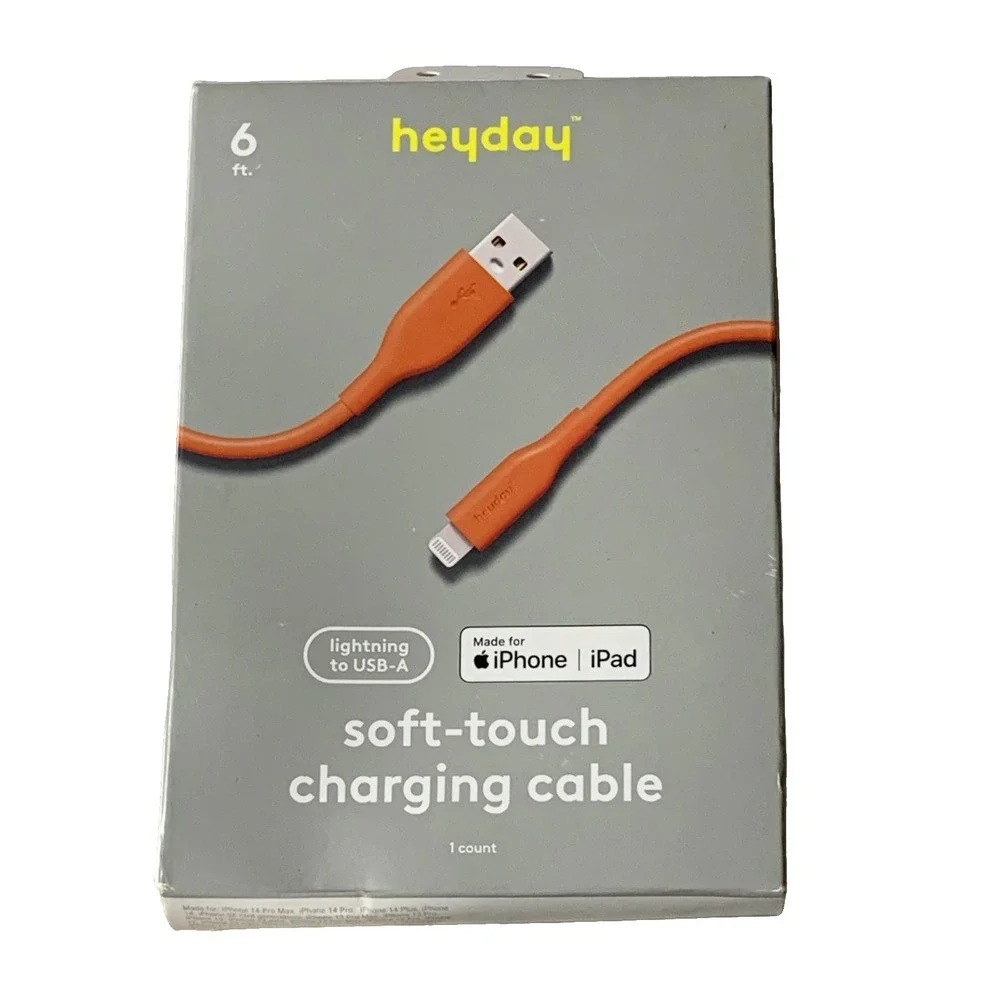 heyday 6 ft. Soft-Touch Lightning to USB-A Charging Cable for iPhone and iPad -
